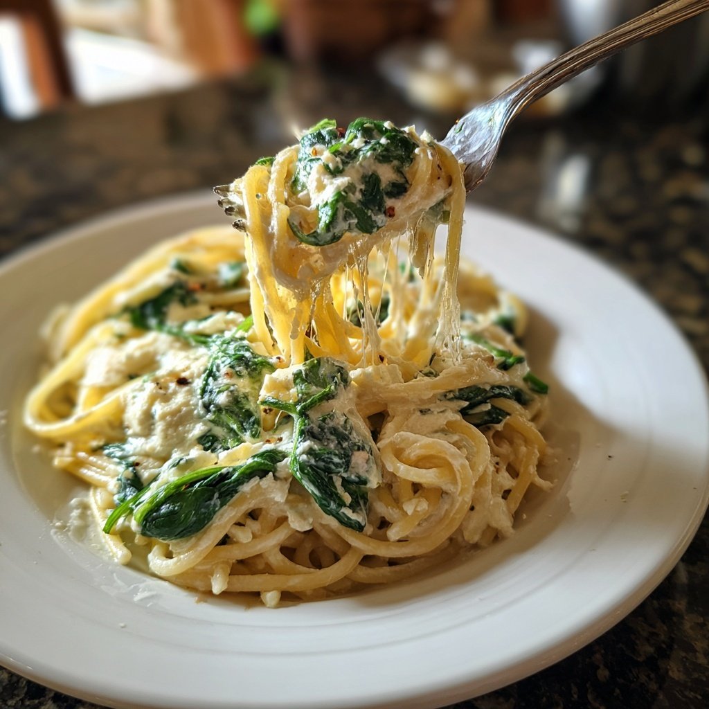 Spaghetti mit Spinat und Ricotta