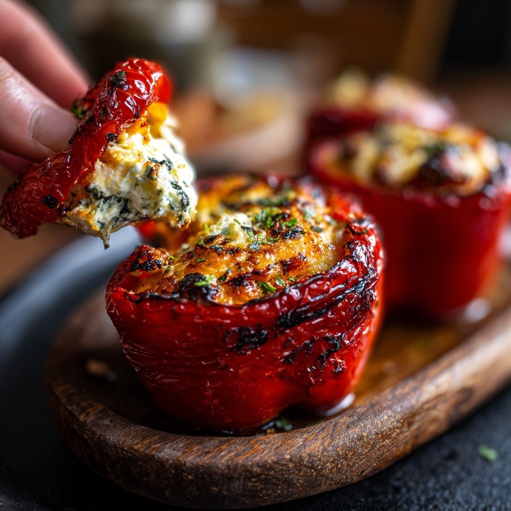 Gegrillte Paprika Mit Feta Füllung