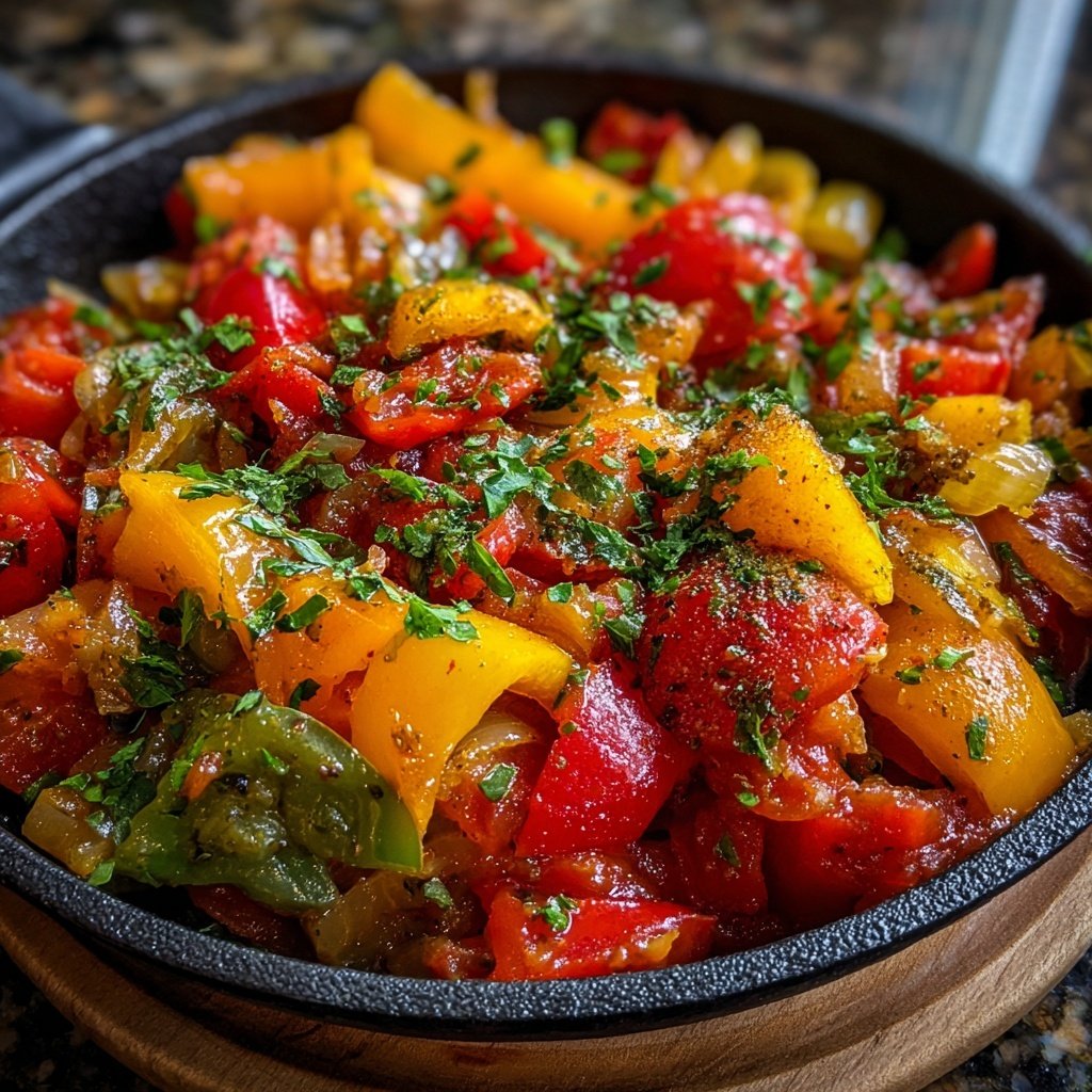 Gemüsepfanne mit Paprika und Tomaten