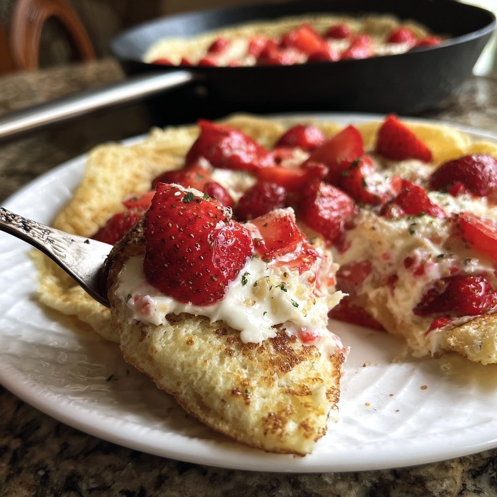 Pfannkuchen mit Quark und Erdbeeren