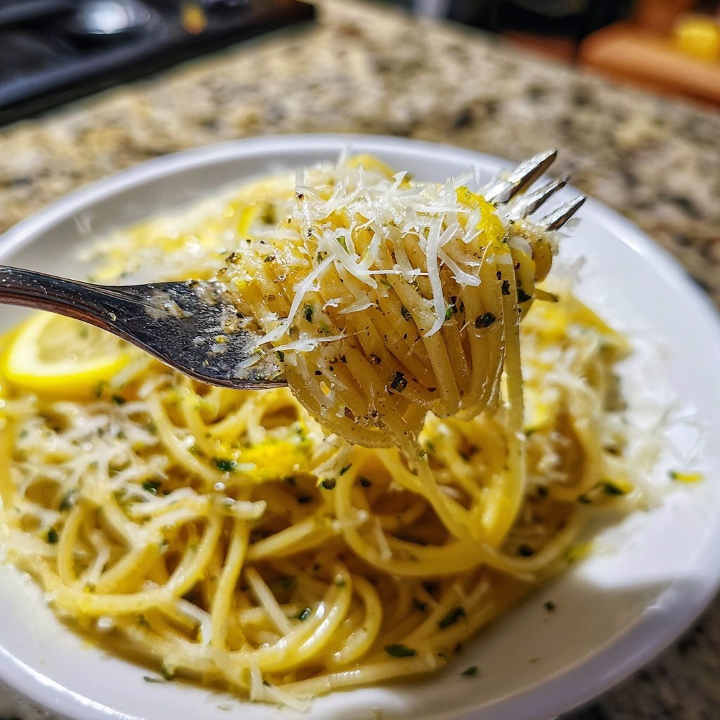 Spaghetti mit Zitronenschale und Parmesan