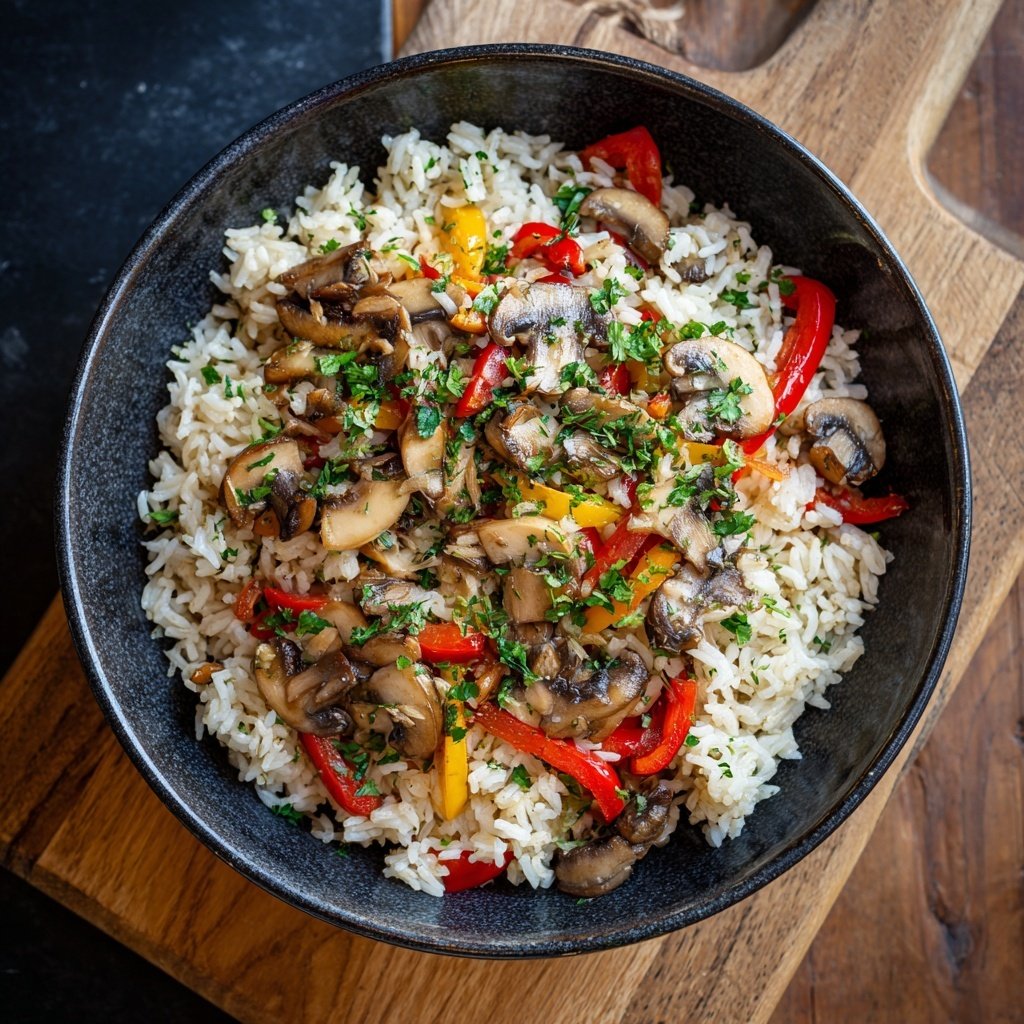 Kalorienarme Reispfanne Mit Champignons