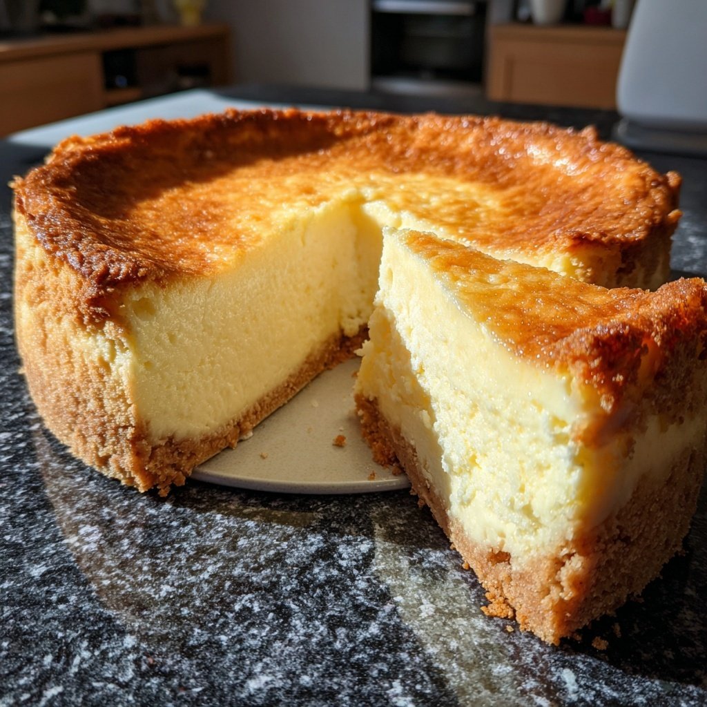 Käsekuchen mit Keksboden