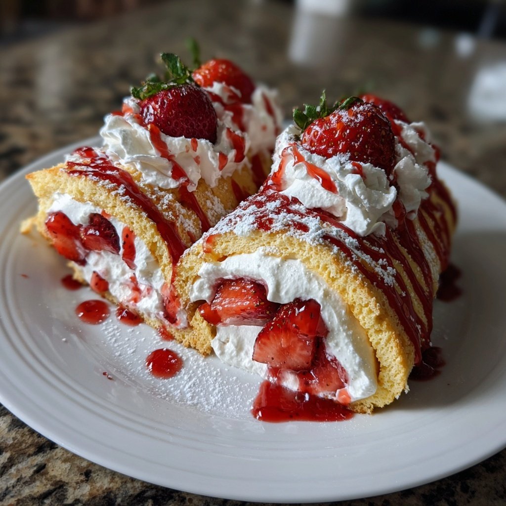 Erdbeer Biskuitrolle